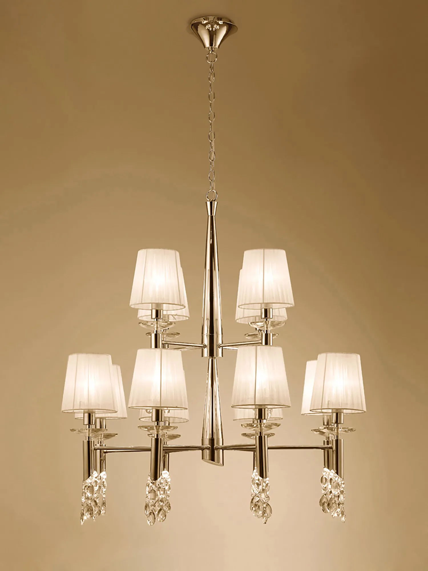 Tiffany French Gold-Cream Crystal Ceiling Lights Mantra Tiered Crystal Fittings